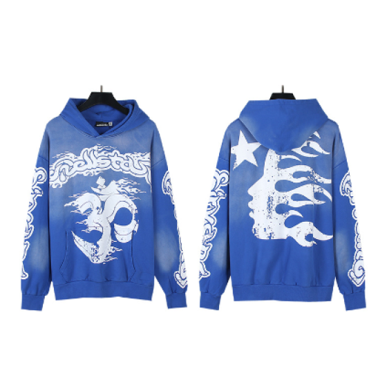 Hellstar Distressed Terry Cloth High Street Retro Hooded Sweatshirt